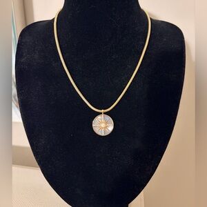 Camila Coelho Like New Natural Shell & Reconstituted Opal Gold Plated Necklace